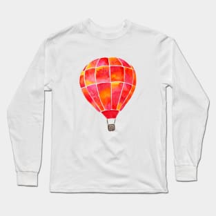 Watercolor Hot Air Balloon - red, orange, yellow Long Sleeve T-Shirt